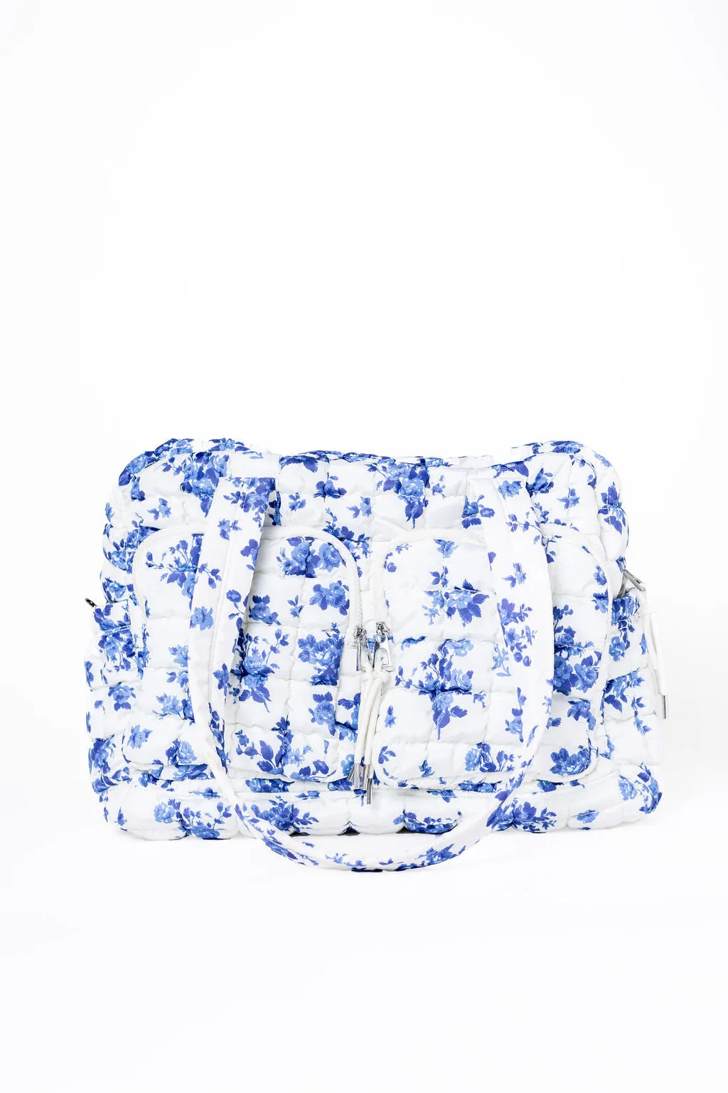 Blue Floral Quilted Puffy Weekender SALE