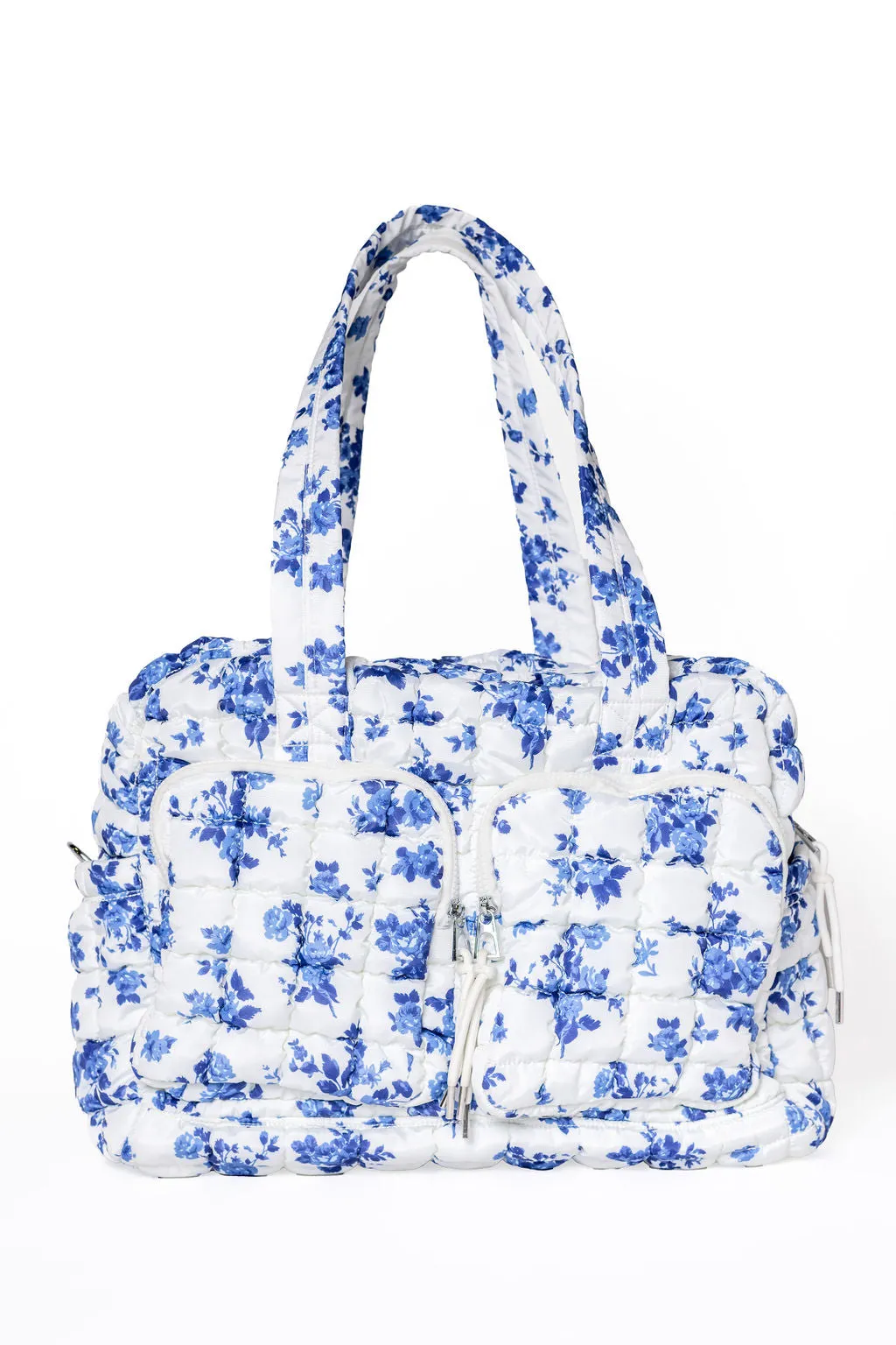 Blue Floral Quilted Puffy Weekender SALE