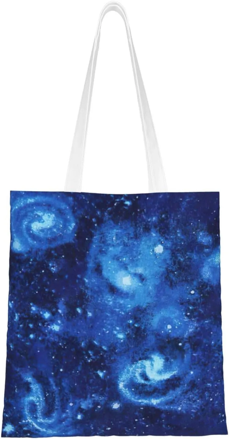 Blue Universe Space Galaxy print Canvas Tote Bag for Women,Womens Purse Handbags for Travel Beach Nurse College Gift