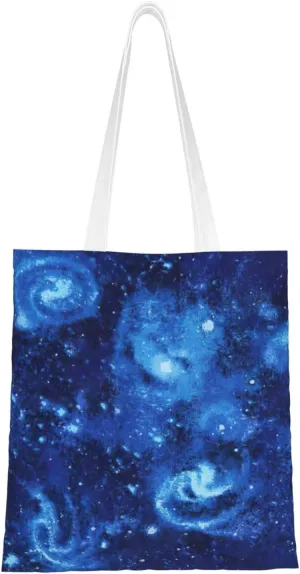 Blue Universe Space Galaxy print Canvas Tote Bag for Women,Womens Purse Handbags for Travel Beach Nurse College Gift