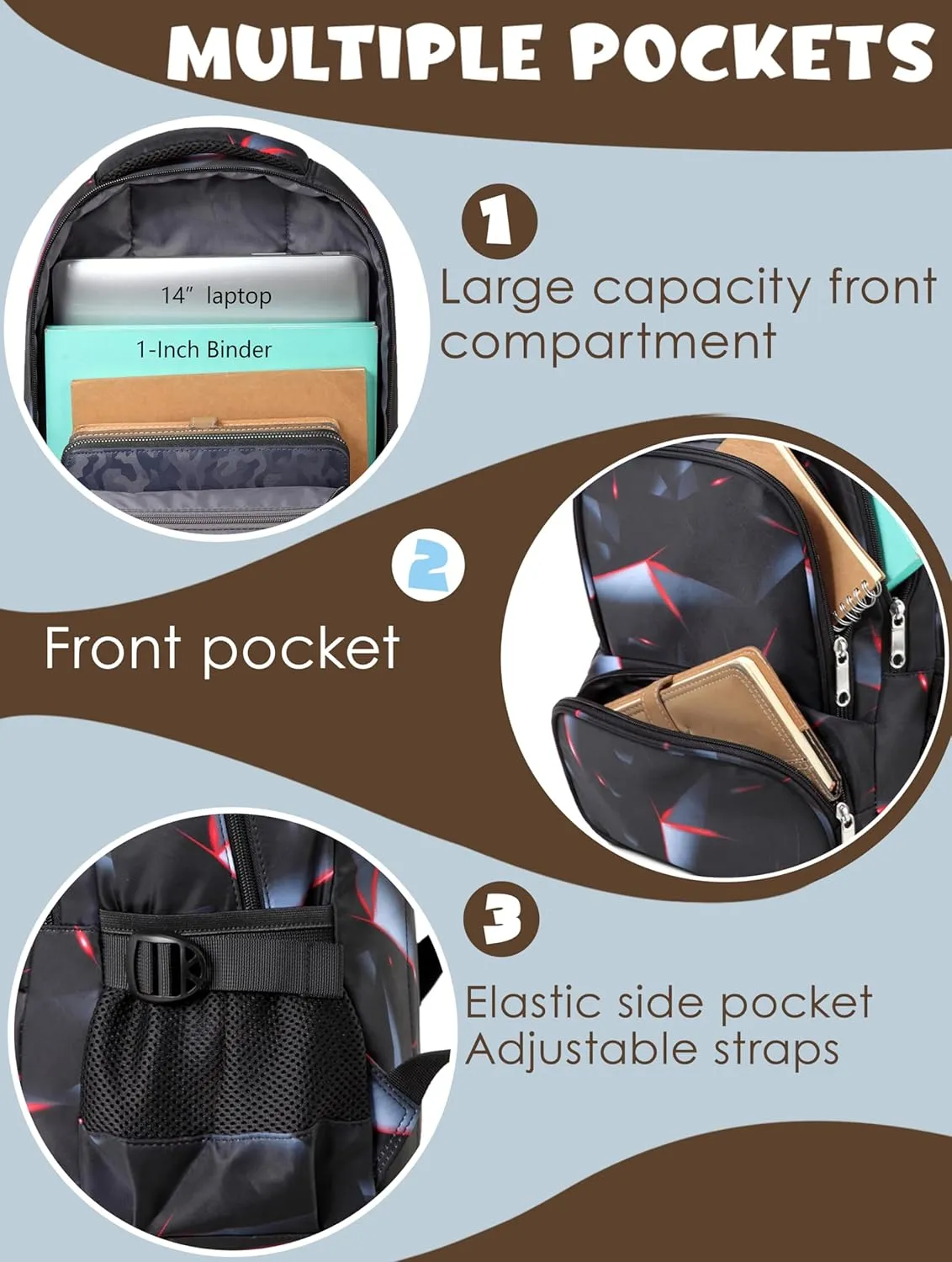 BLUEFAIRY Kids Backpack for Boys Elementary Primary School Bags for Childs Black Bagpack Book Bag Back to School Gifts for Son Mochilas Escolares para Niños 17" Large Compartment Black/Red