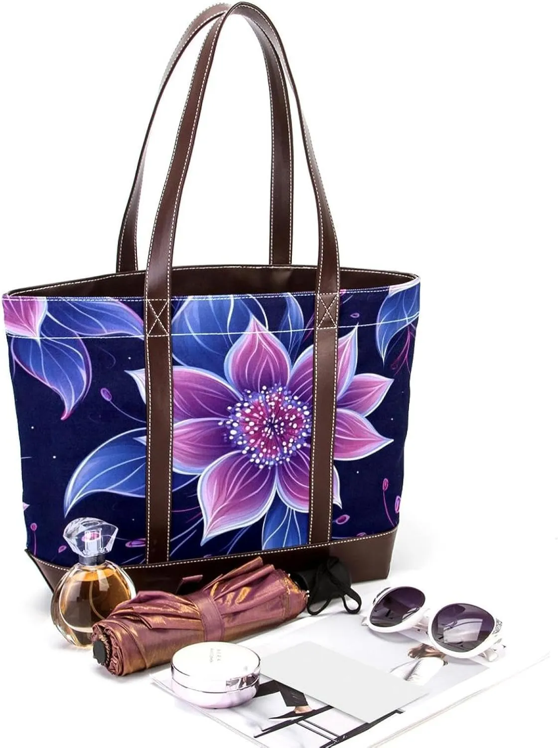 Boho Floral-12 Shoulder Purses for Women Large Soft Washed Leather Purses and Durable Handbags