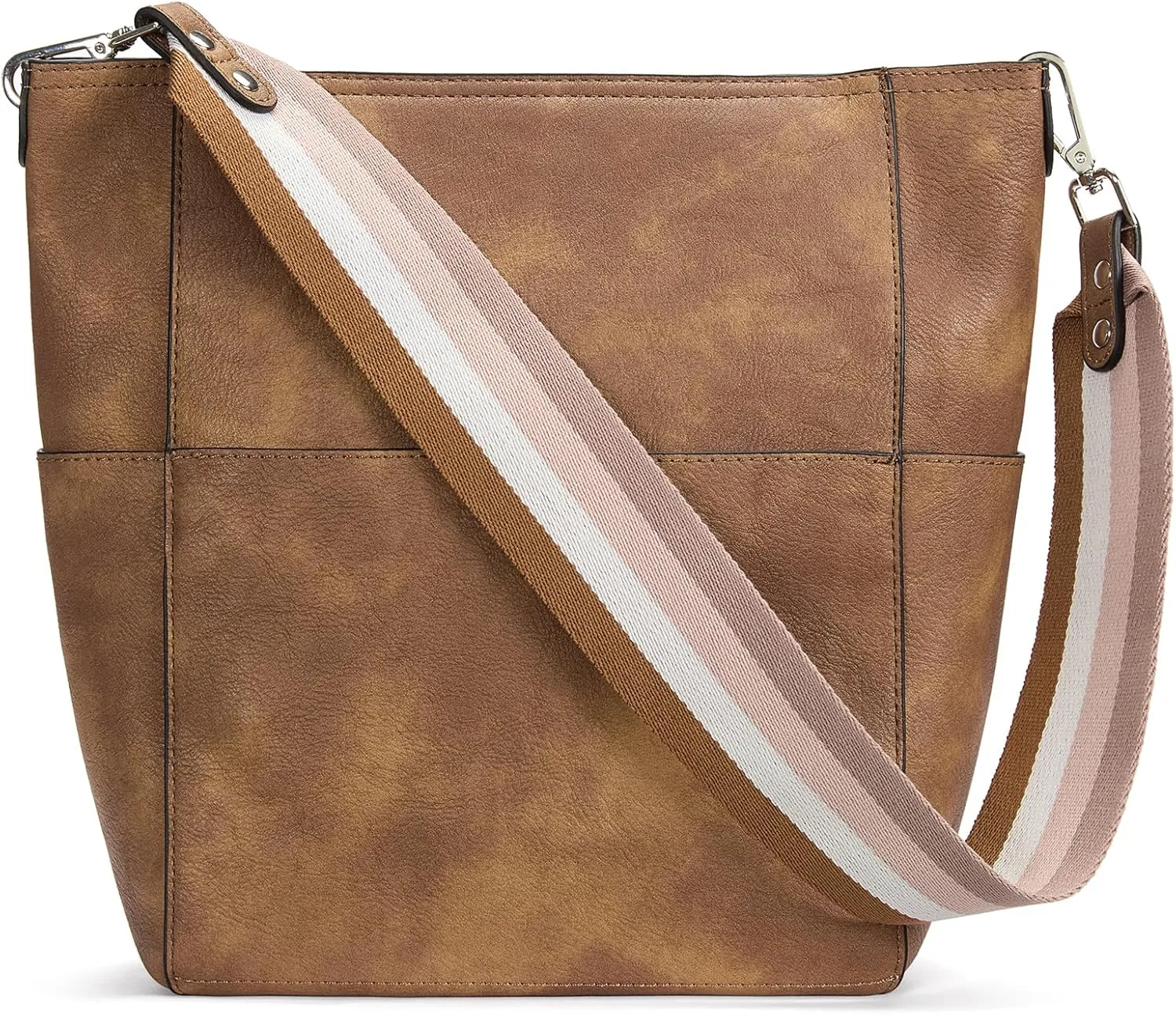 BOSTANTEN Leather Bucket Bag for Women Designer Handbags Hobo Tote Shoulder Purses