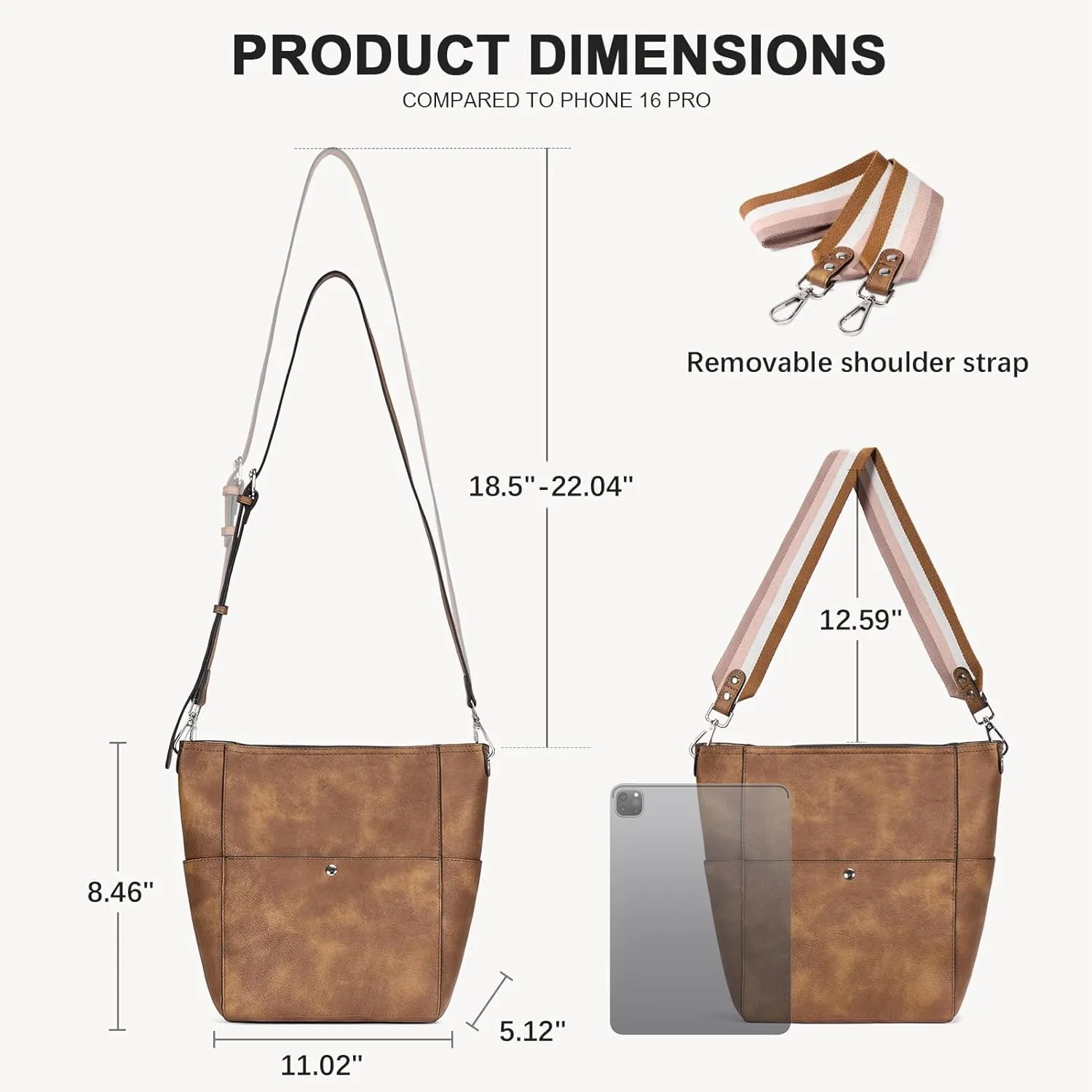 BOSTANTEN Leather Bucket Bag for Women Designer Handbags Hobo Tote Shoulder Purses