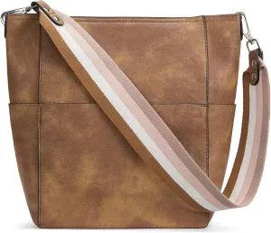 BOSTANTEN Leather Bucket Bag for Women Designer Handbags Hobo Tote Shoulder Purses