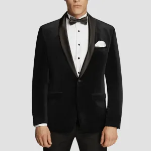Boulvandre Mens Scuzzatti Velvet Dinner Jacket in Black
