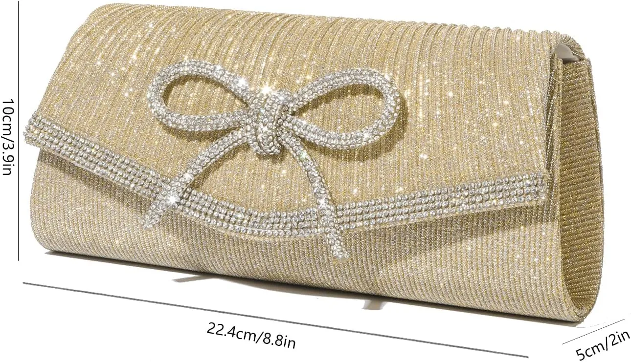 Bow Purse Evening Clutch Purses for Women Formal Wedding Party Prom Envelope Crossbody Bag