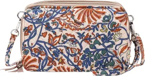 Brentano Cotton quilted double-zipper crossbody wallet purse and clutch