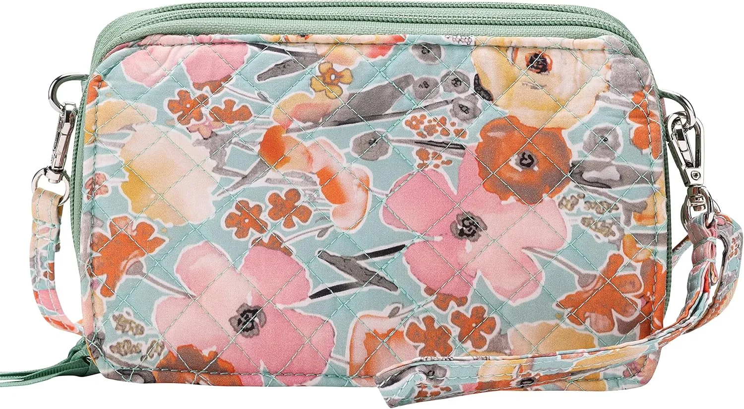 Brentano Cotton quilted double-zipper crossbody wallet purse and clutch