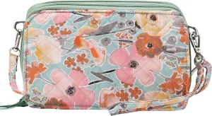 Brentano Cotton quilted double-zipper crossbody wallet purse and clutch