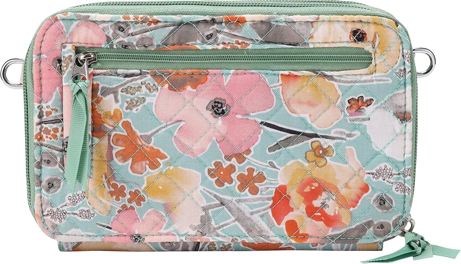 Brentano Cotton quilted double-zipper crossbody wallet purse and clutch