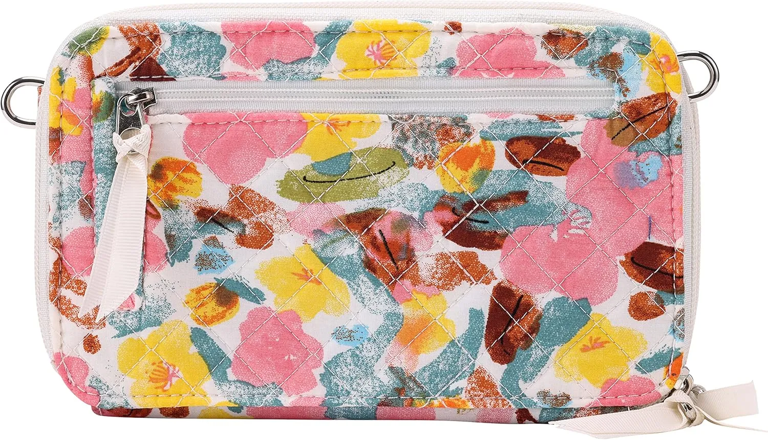 Brentano Cotton quilted double-zipper crossbody wallet purse and clutch
