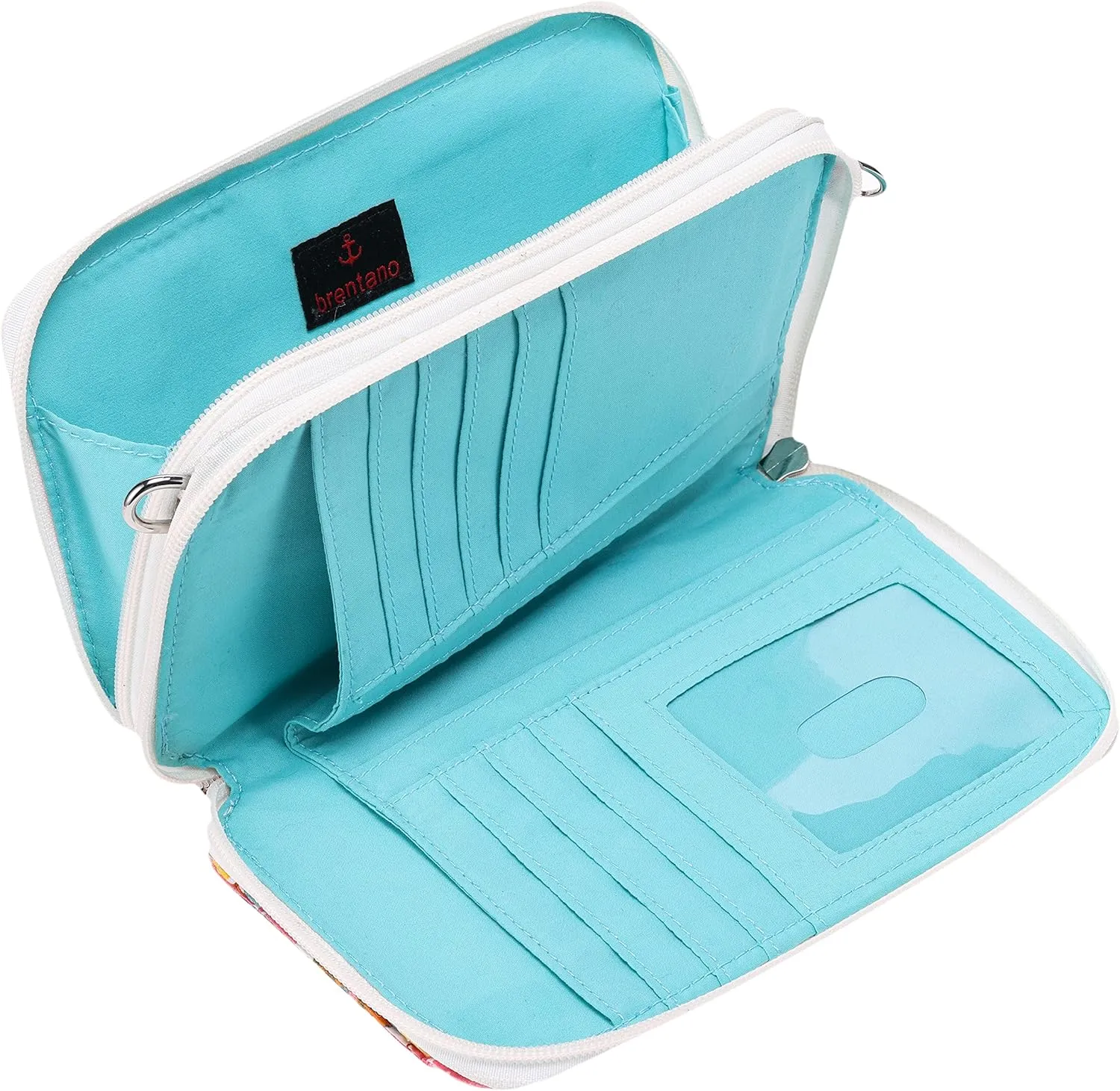 Brentano Cotton quilted double-zipper crossbody wallet purse and clutch