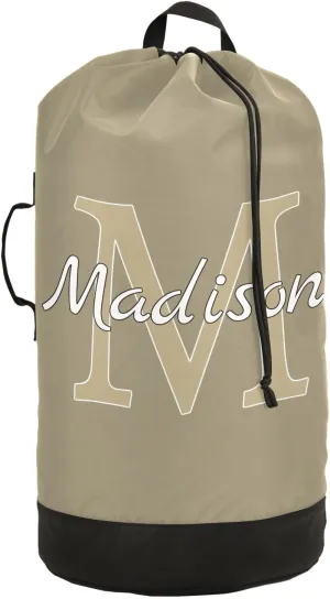 Brown Gray Personalized Nylon Travel Laundry Bag for Luggage Custom Dirty Clothes Organizer with Drawstring Closure & Shoulder Straps Laundry Hamper Liner for Apartment College Dorm Factories