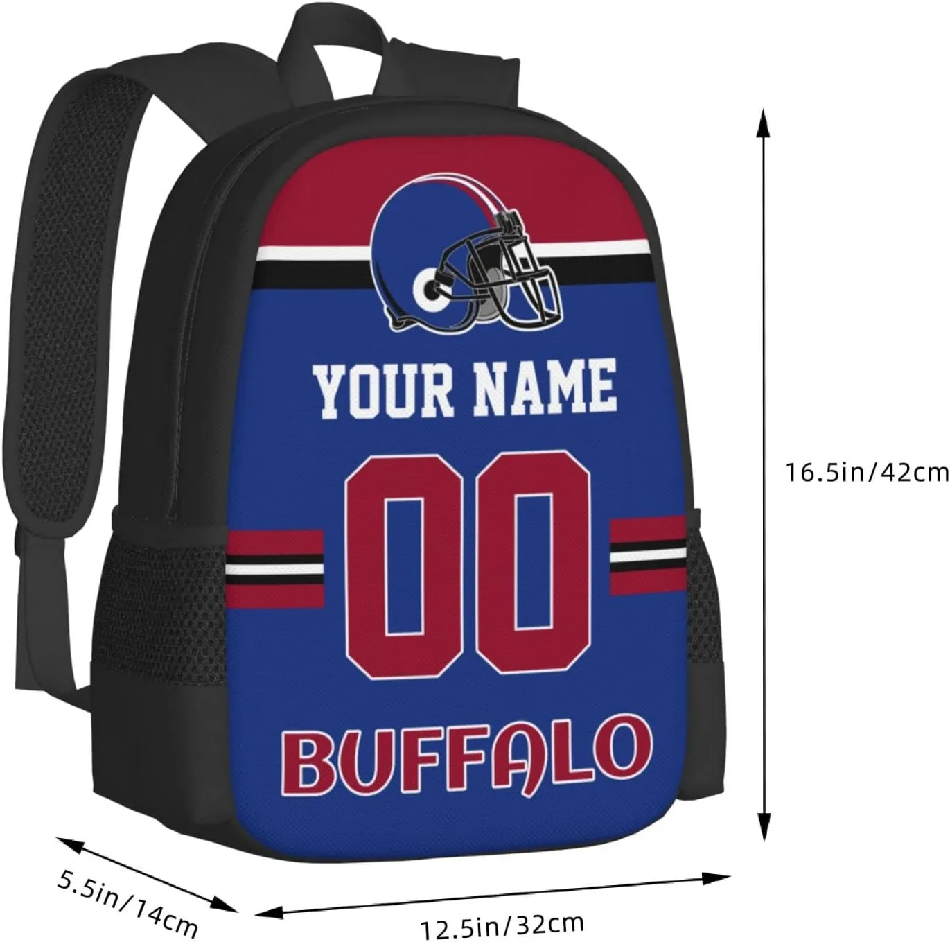 Buffalo Backpack Custom Football Style Backpack Personalized Name and Number Backpacks Customized High Capacity Bag Gifts for Men Women Fans
