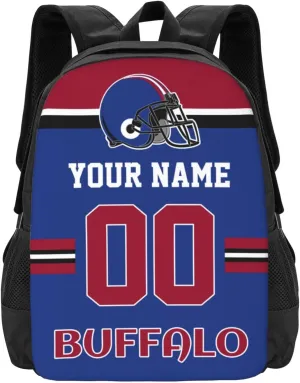 Buffalo Backpack Custom Football Style Backpack Personalized Name and Number Backpacks Customized High Capacity Bag Gifts for Men Women Fans