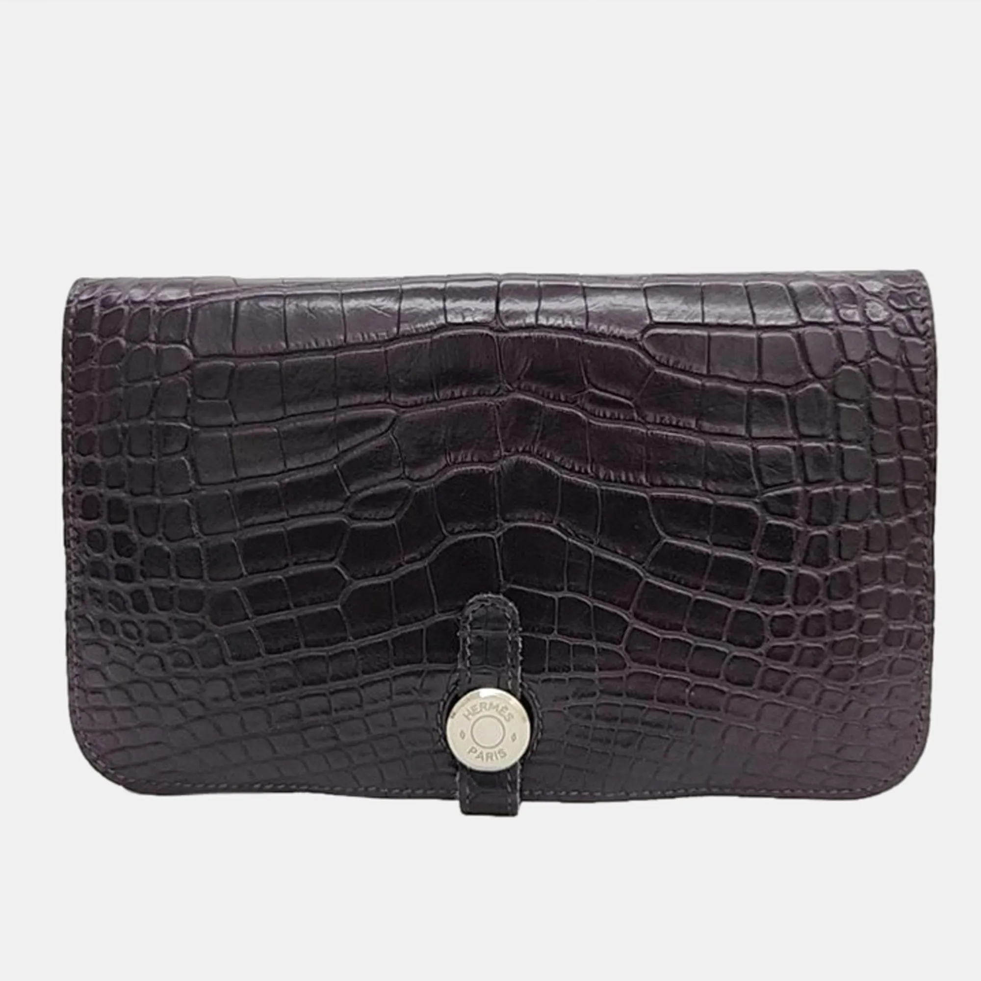 Burgundy Alligator Leather Dogon Long Wallet