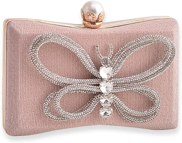 Butterfly Evening Bag Rhinestone Clutch Bag for Women Bridal Wedding Purse Crystal Handbag Sequin Shoulder Bag