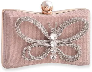 Butterfly Evening Bag Rhinestone Clutch Bag for Women Bridal Wedding Purse Crystal Handbag Sequin Shoulder Bag