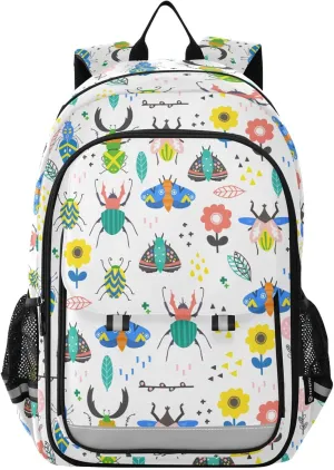 Caikeny Kids Backpack Beetle Flowers Yellow School Backpacks Herb School Bags Shoulder BookBags Elemetary for Boys Girls Students
