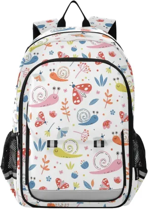 Caikeny Kids Backpack Cute Snails School Backpacks Butterfly Kawaii School Bags Shoulder BookBags Elemetary for Boys Girls Students