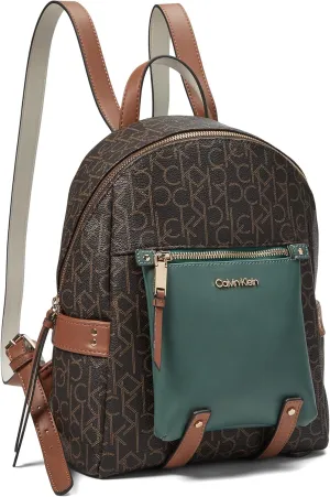 Calvin Klein Maya Signature Backpack Brown/Khaki/White/Caramel/Sage One Size