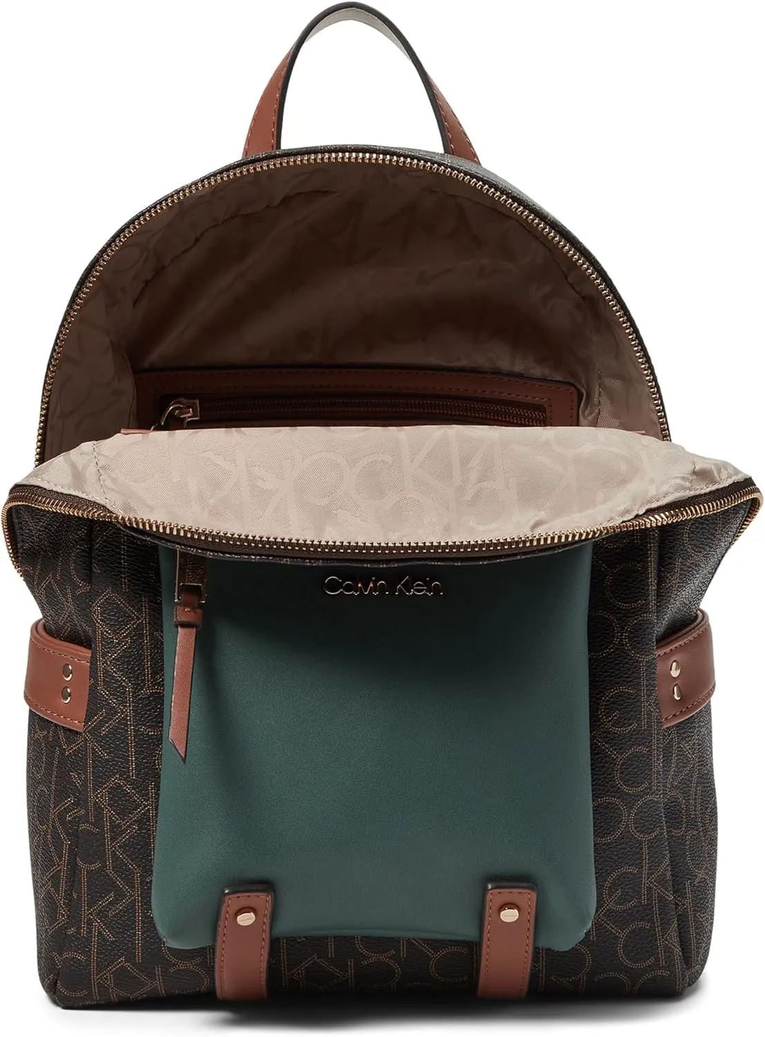 Calvin Klein Maya Signature Backpack Brown/Khaki/White/Caramel/Sage One Size