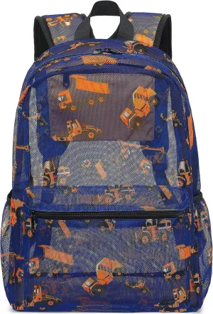 CAMTOP Mesh Backpack Kids Boys Girls Bookbag See Through Preschool Kindergarten Backpacks Casual Daypack for School Beach Travel Swim(Age 3-8 Years,Tractor)