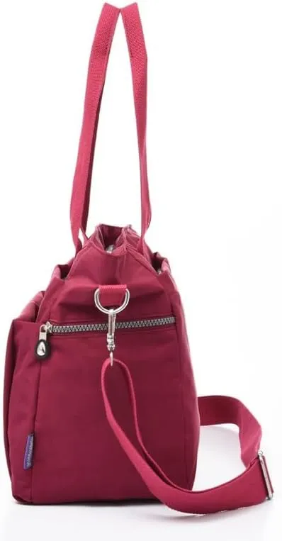 Canvas bucket bag, large capacity crossbody bag with artificial leather shoulder strap, shoulder handbag