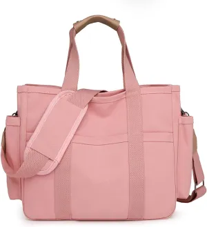 Canvas Crossbody Tote Bag with Multi Pockets for Women Work Large Handbags Shoulder Bag Messenger Bag Travel Purse