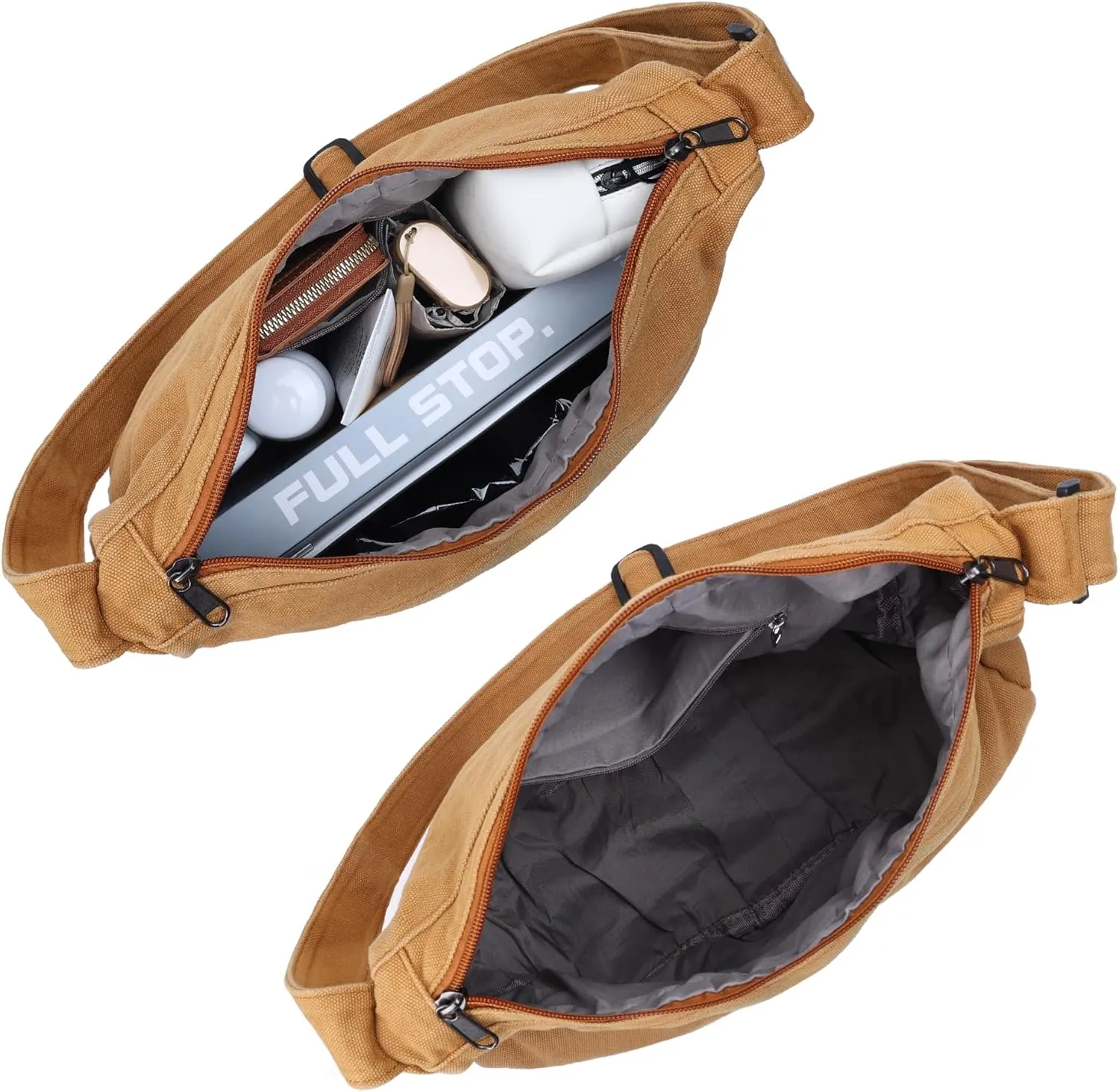 Canvas Messenger Bag Large Hobo Crossbody Bag with Zipper Casual Shoulder Tote Handbag for Women and Men