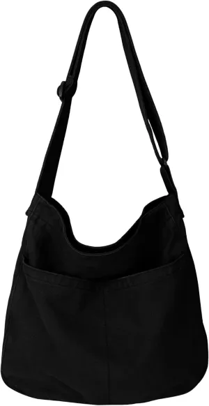 Canvas Tote Bag for Women Large Hobo Crossbody Handbags Casual Shoulder Purse with Multiple Pockets