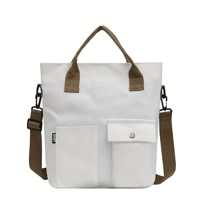 Canvas Tote Bag For Women, Multi Pockets Crossbody Bag, Large Capacity Handbags For School