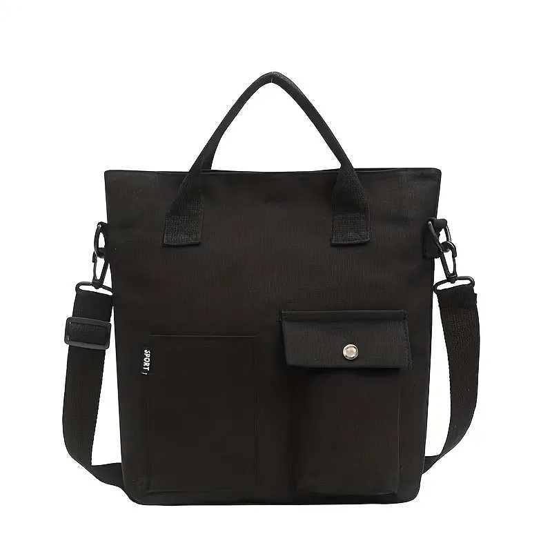 Canvas Tote Bag For Women, Multi Pockets Crossbody Bag, Large Capacity Handbags For School