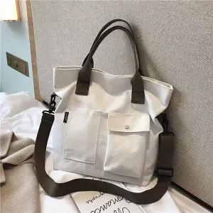 Canvas Tote Bag For Women, Multi Pockets Crossbody Bag, Large Capacity Handbags For School