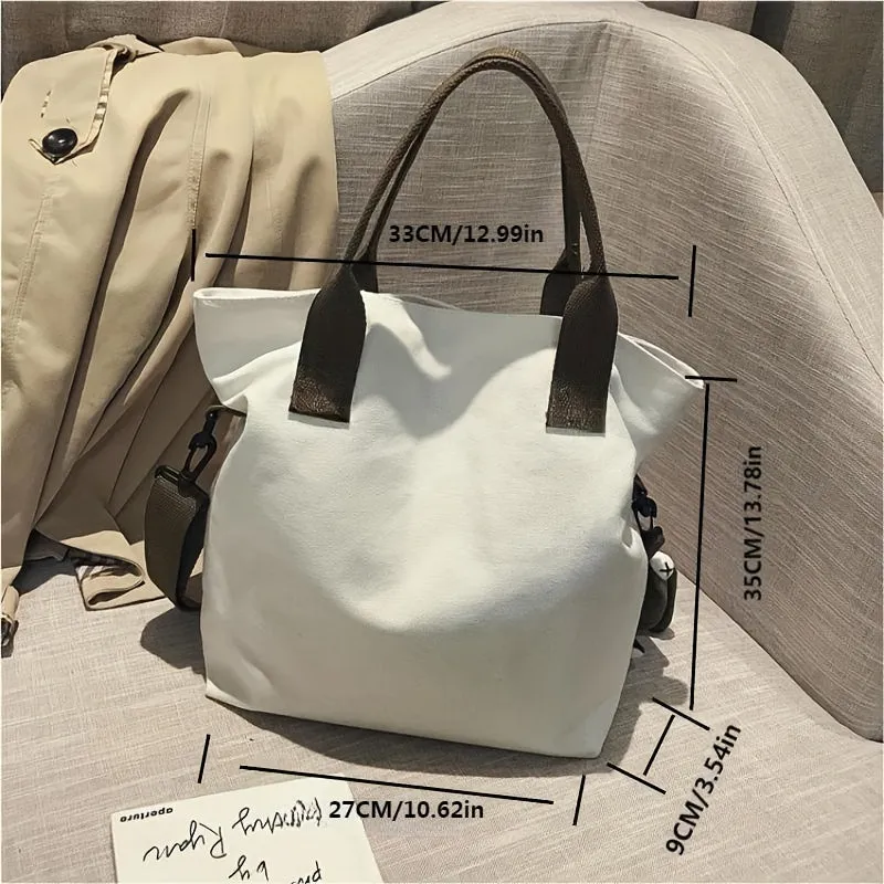 Canvas Tote Bag For Women, Multi Pockets Crossbody Bag, Large Capacity Handbags For School