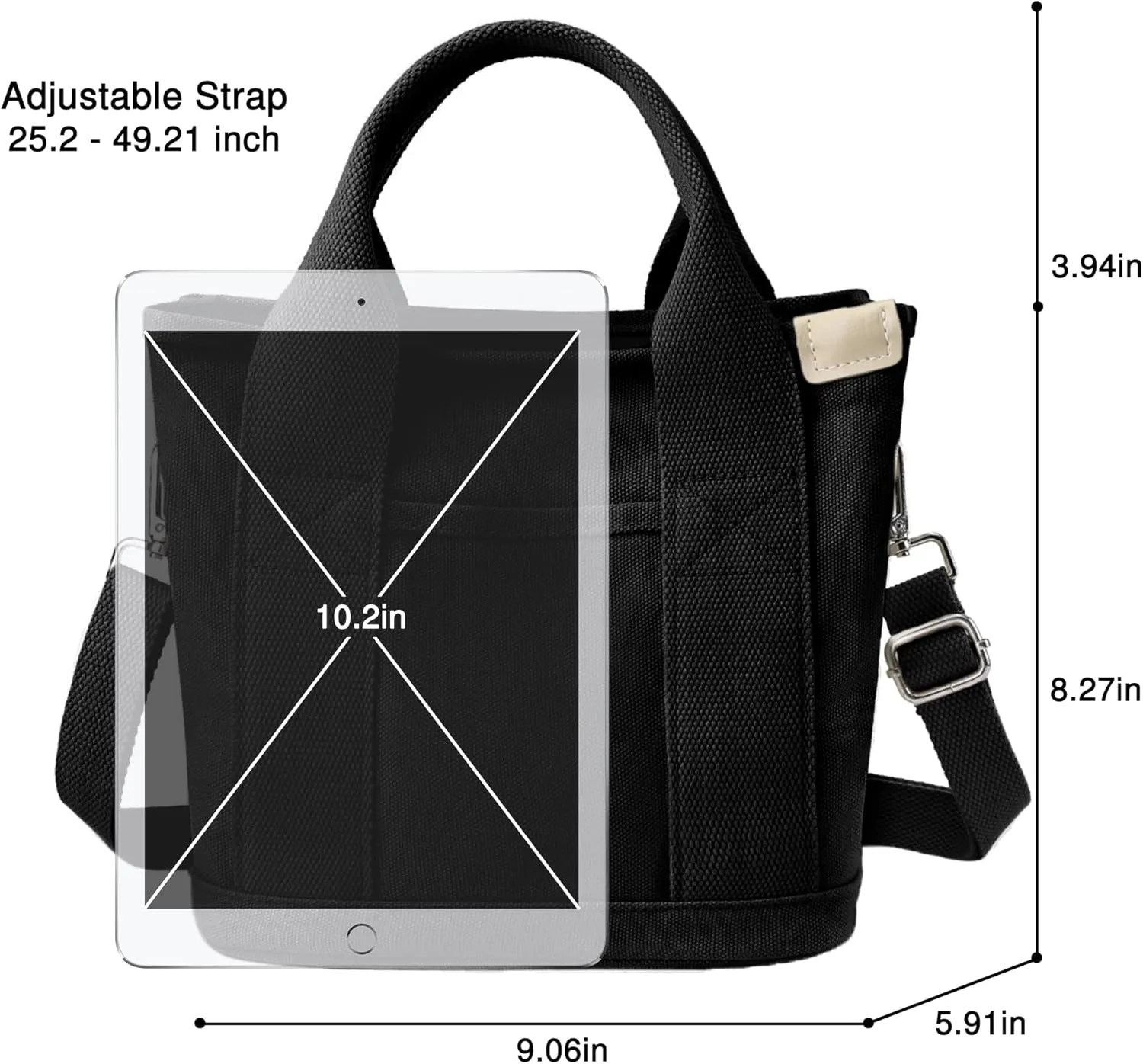 Canvas Tote Bag for Women Stylish Crossboy Handbag Casual Hobo Bag Top Handle Satchel with Multiple Pockets
