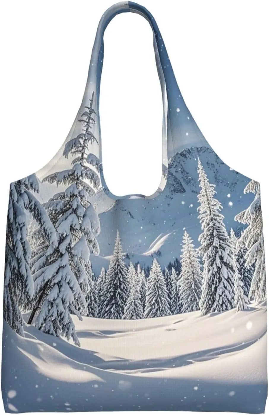 Canvas Tote Bag Lightweight Reusable Grocery Shopping Bag Xmas Tree Branch Bear Doll Handbag for Women Men