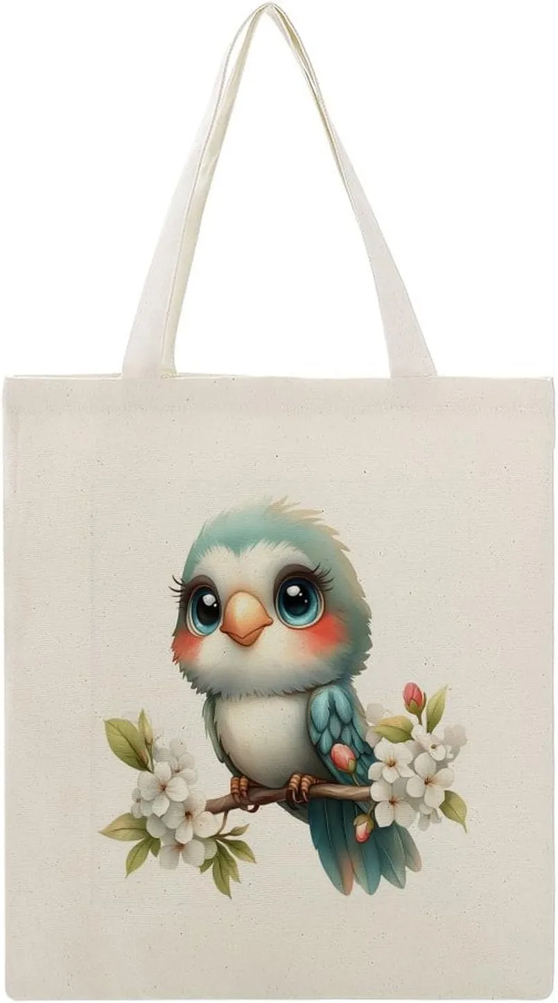 Canvas Tote Bag,Cute Little Parrot Handbags for Women Shoulder Bag
