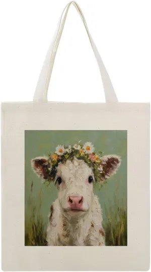 Canvas Tote Bag,Cute White Sheep Handbags for Women Shoulder Bag