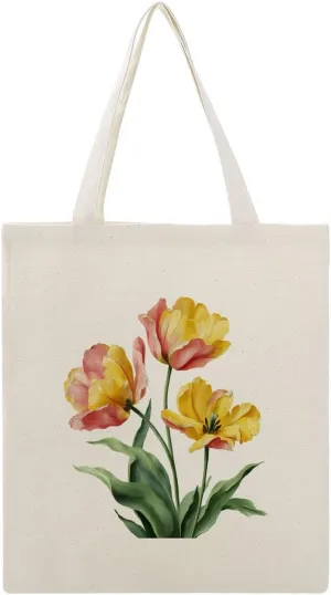 Canvas Tote Bag,Pink Tulips Handbags for Women Shoulder Bag