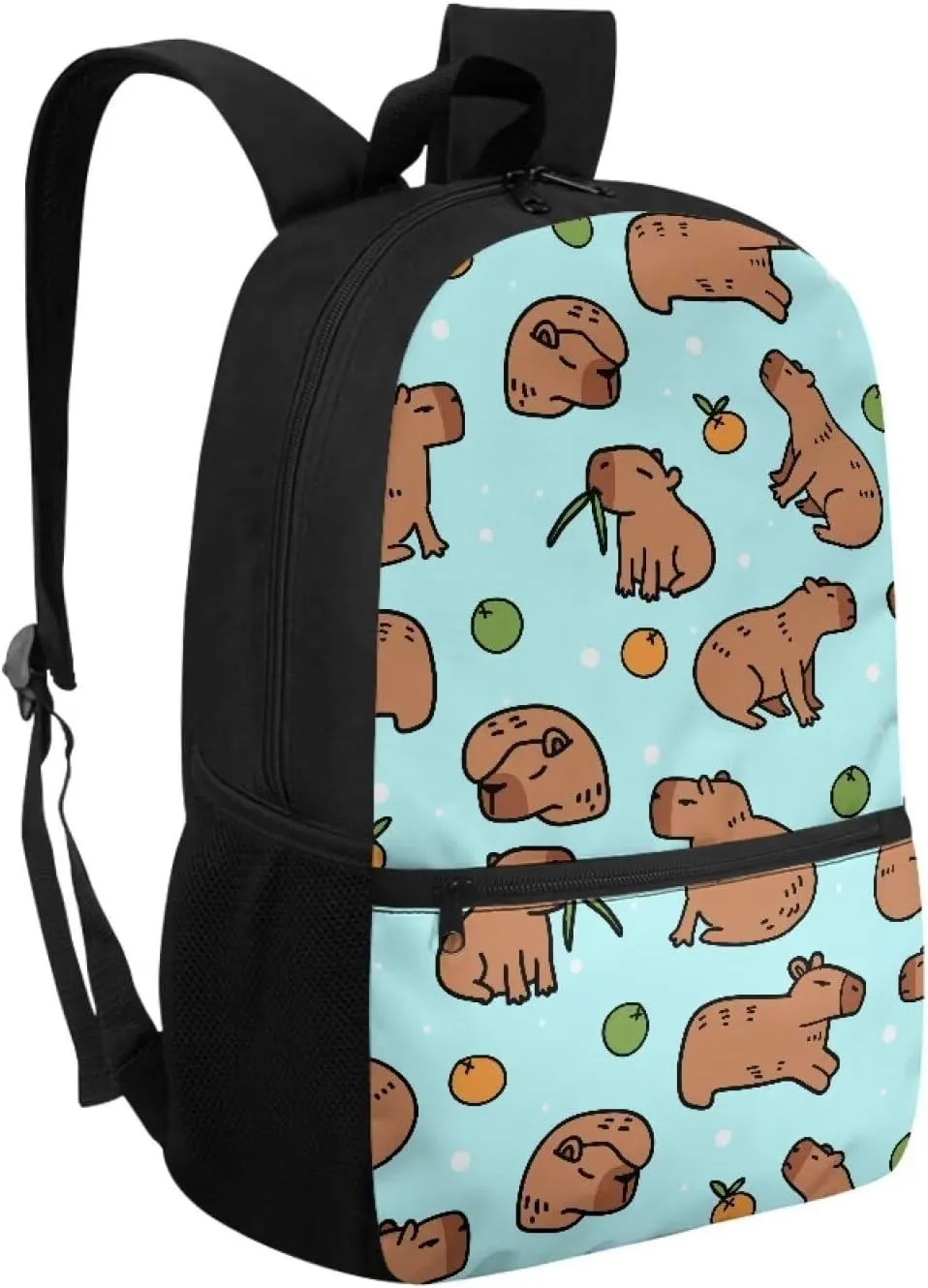 Capybara Backpack for School Girls 2nd Grade School Bags 9-10 Kids Cute Bookbag 17 Inch Animal Book Bags Large Travel Shoulder Bag Camping Backpacks Casual Daypack for Elementary School