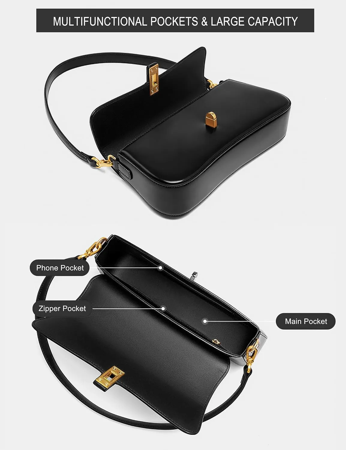 caqilore Genuine Leather Crossbody Bags for Women Shoulder Bag Women's Crossbody Handbags Leather Purses