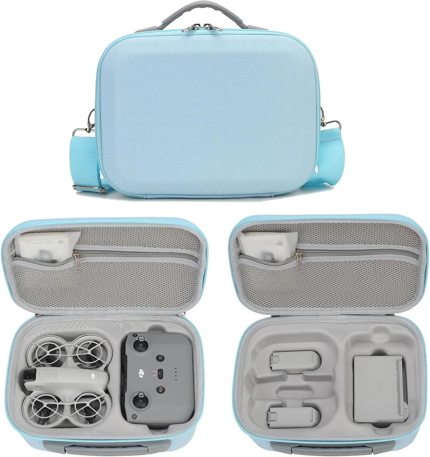 Carrying Case for DJI Neo-Portable PU Protective Storage Bag with YKK Zipper for DJI Neo Fly More Combo,RC-N3 Remote Controller, Neo Intelligent Flight Battery & Aceessories-Blue