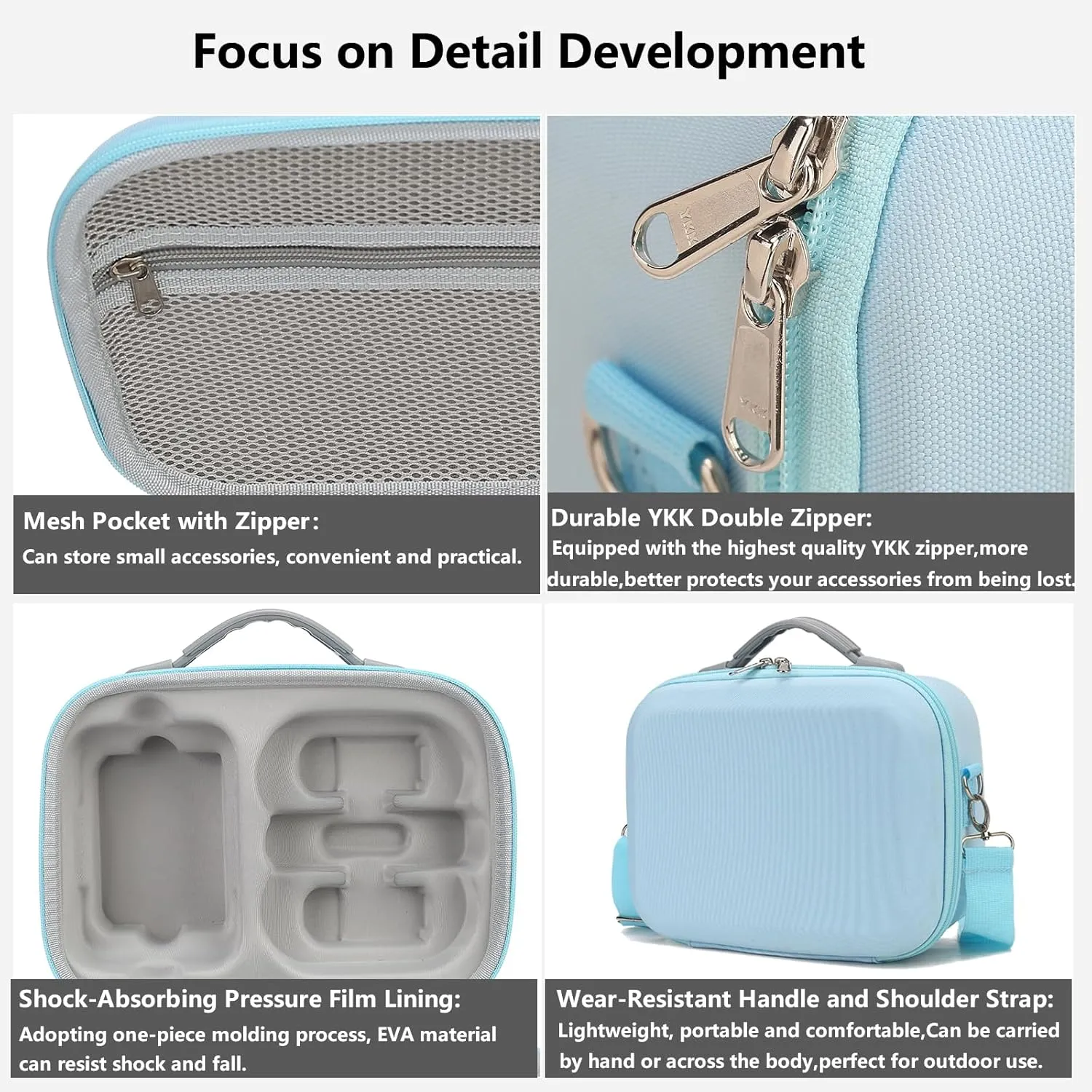 Carrying Case for DJI Neo-Portable PU Protective Storage Bag with YKK Zipper for DJI Neo Fly More Combo,RC-N3 Remote Controller, Neo Intelligent Flight Battery & Aceessories-Blue