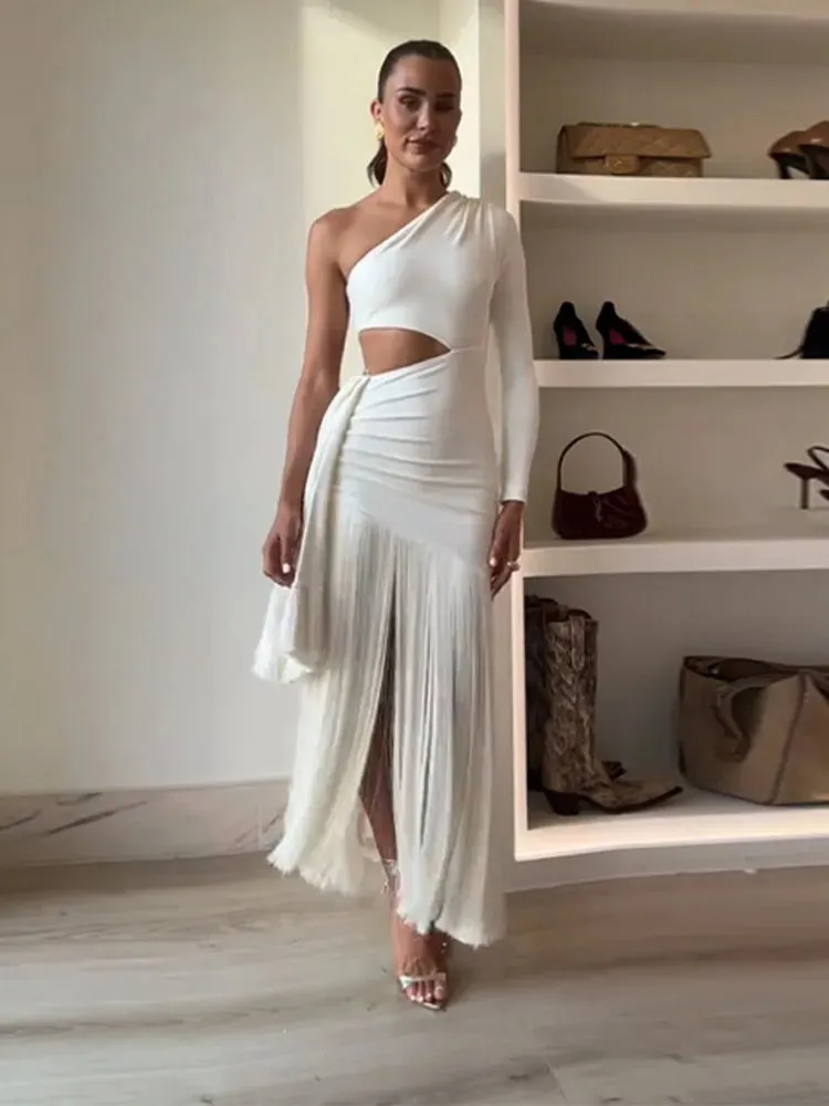 Cassie - Tasseled one shoulder dress
