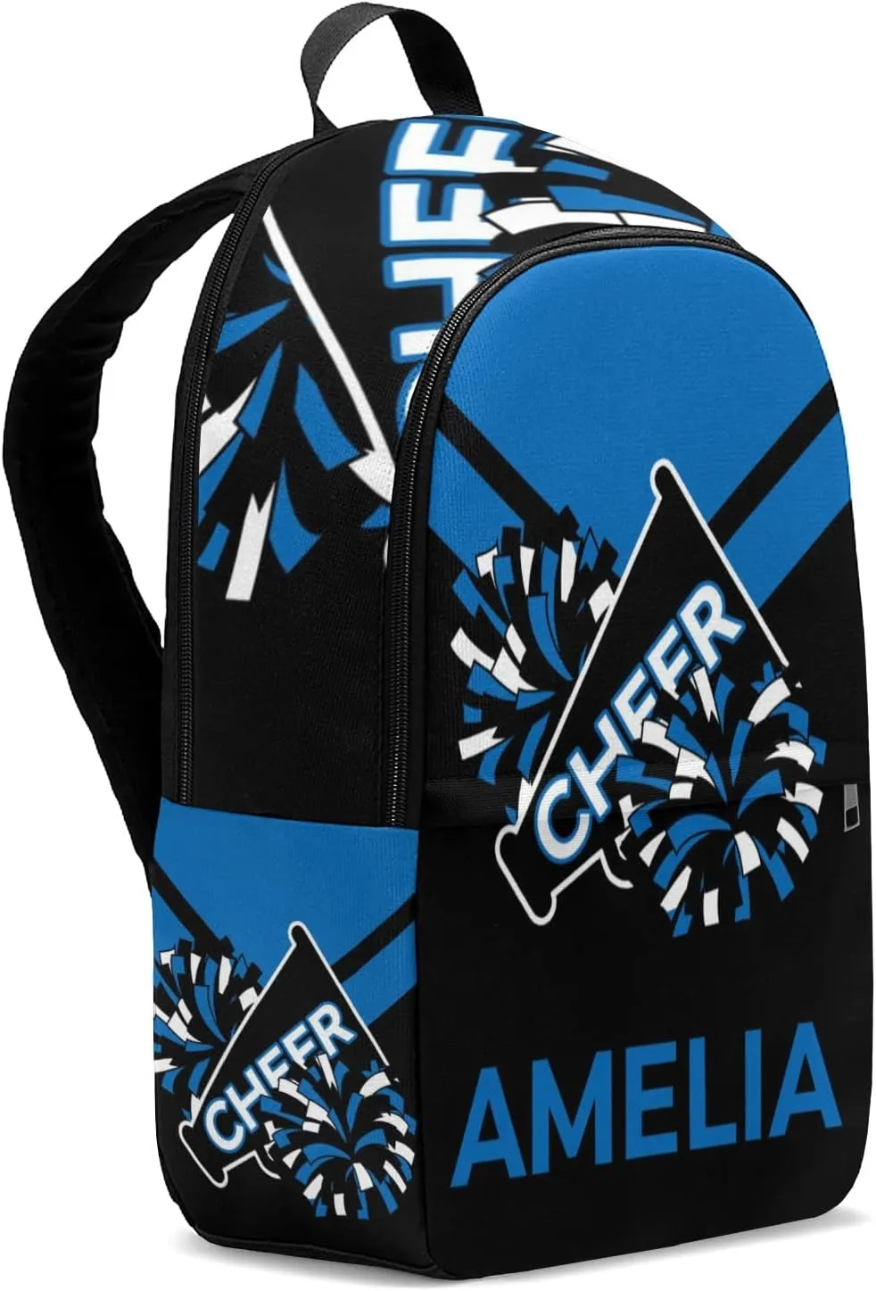 Cheerleader Blue Personalized Backpack for Teen Boys Girls,Custom Travel Backpack Bookbag Casual Bag Name Gift 11.8"(L) x 5.51"(W) x 17.72"(H)