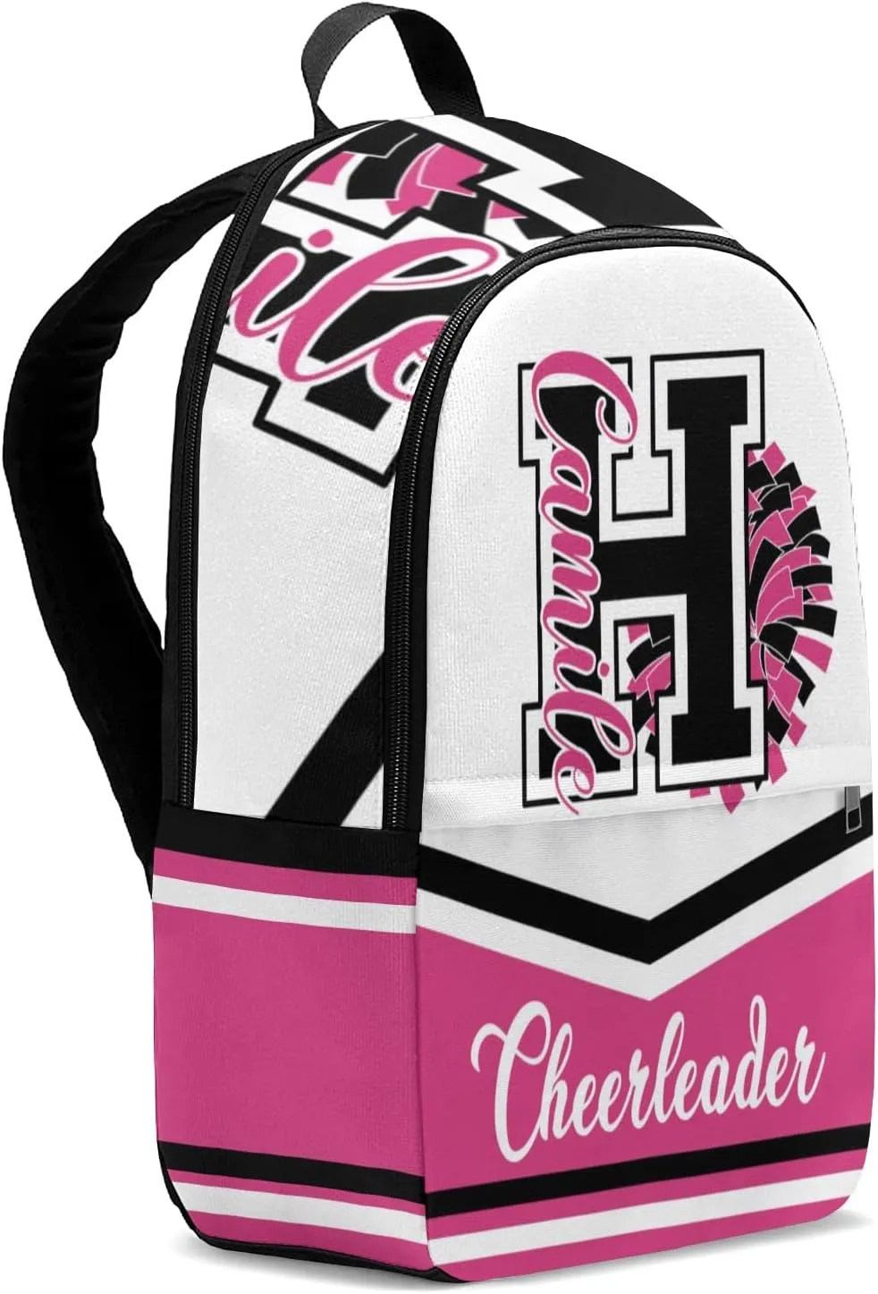 Cheerleader Pink Black Personalized Backpack for Teen Boys Girls,Custom Travel Backpack Bookbag Casual Bag Name Gift