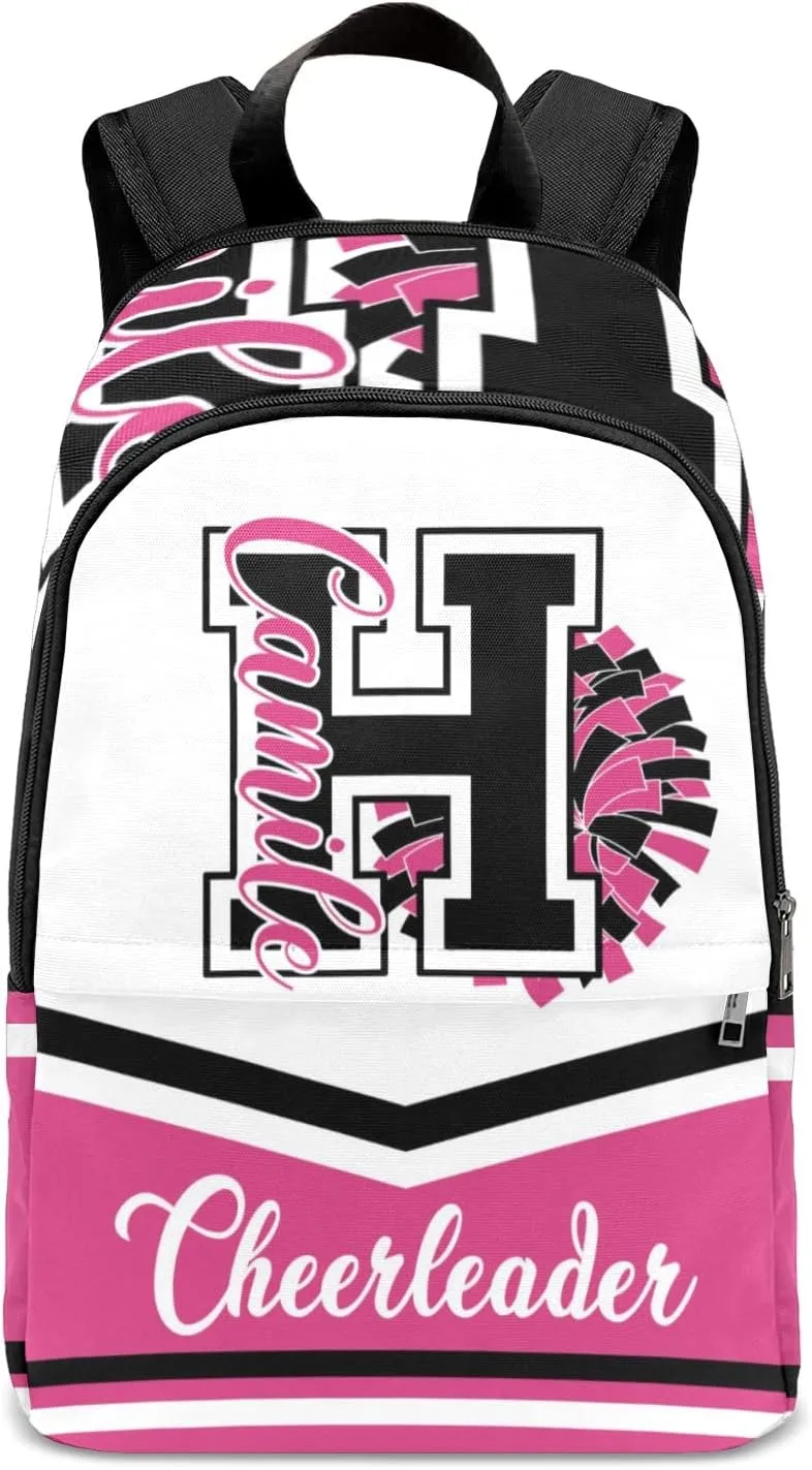Cheerleader Pink Black Personalized Backpack for Teen Boys Girls,Custom Travel Backpack Bookbag Casual Bag Name Gift