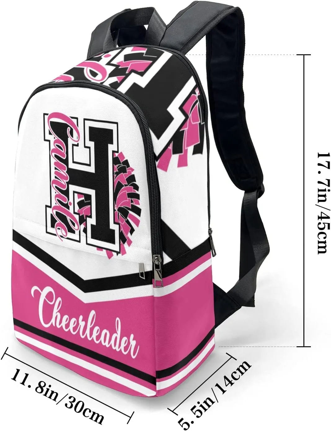 Cheerleader Pink Black Personalized Backpack for Teen Boys Girls,Custom Travel Backpack Bookbag Casual Bag Name Gift